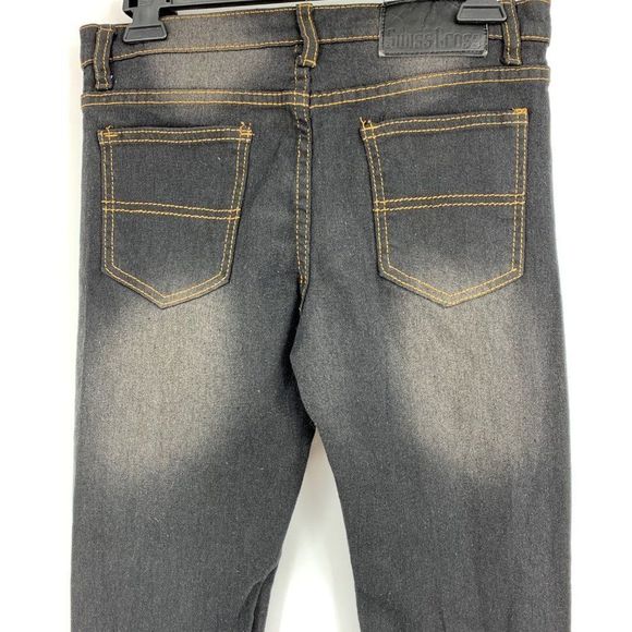 Girls Youth Swiss Cross Skinny Stretch Jeans Black 0899 - Picture 4 of 8